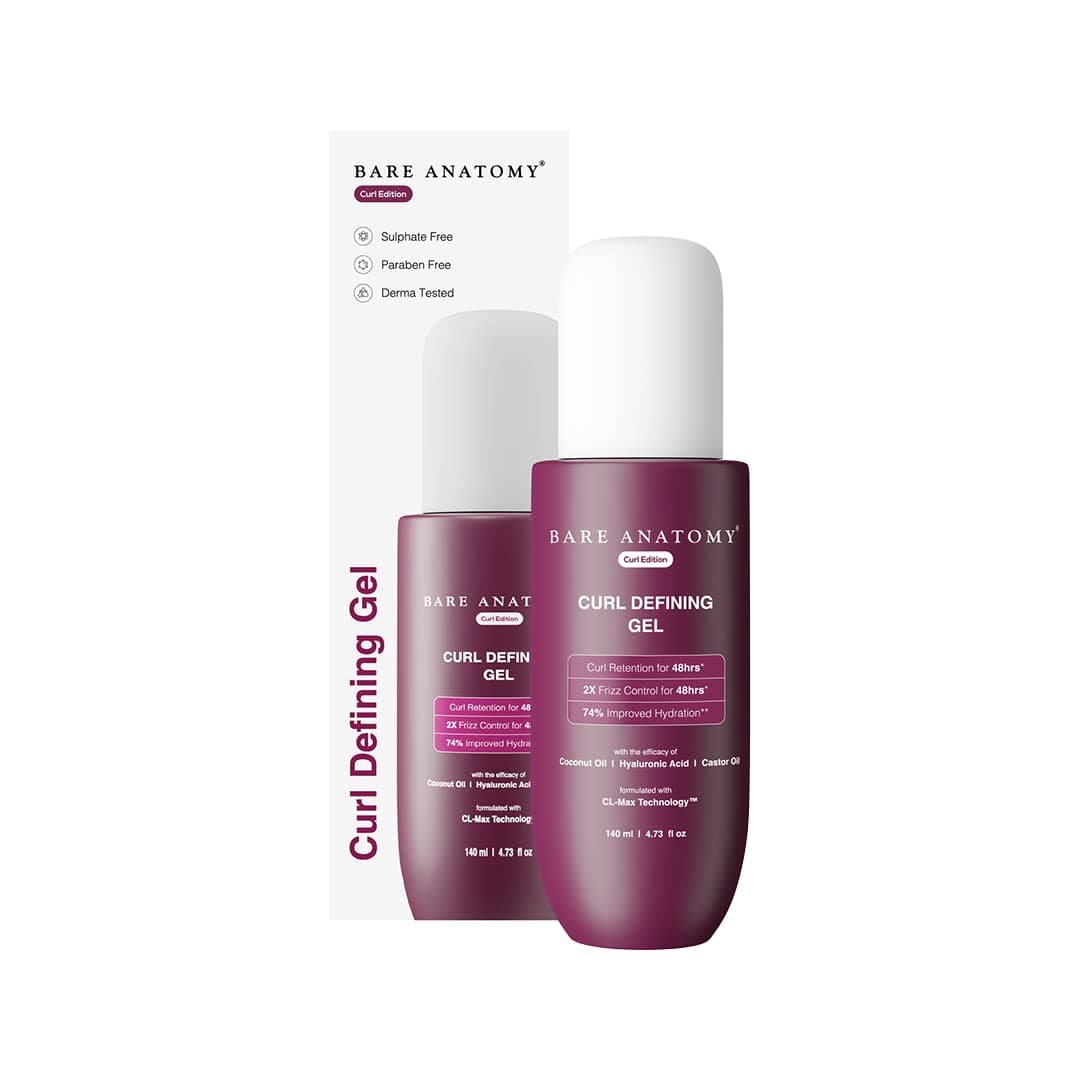 Bare Anatomy Curl Defining Gel | For Well Defined Shiny Curls | Curl Retention & 2X Frizz Protection For 48 Hours | Coconut Oil, Hyaluronic Acid & Castor Oil | | 140 ml 1