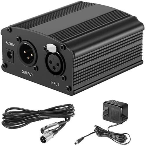 48V Phantom Power Supply With 10 Ft Xlr Cable And Adapter For Any Condenser Microphone (Bm-800)phantom power supply 2