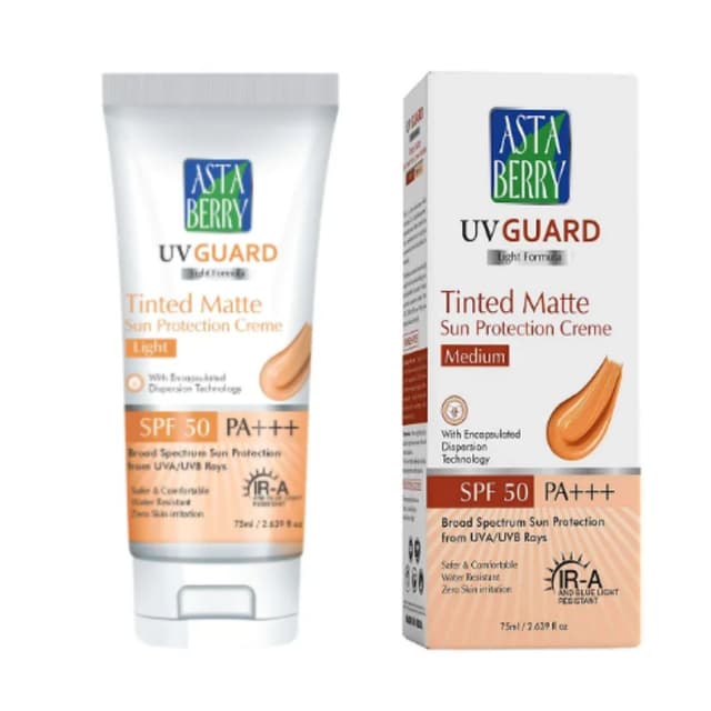 Astaberry Uv Guard Tinted + Matte Sunscreen SPF50 PA+++ Medium 75 ml