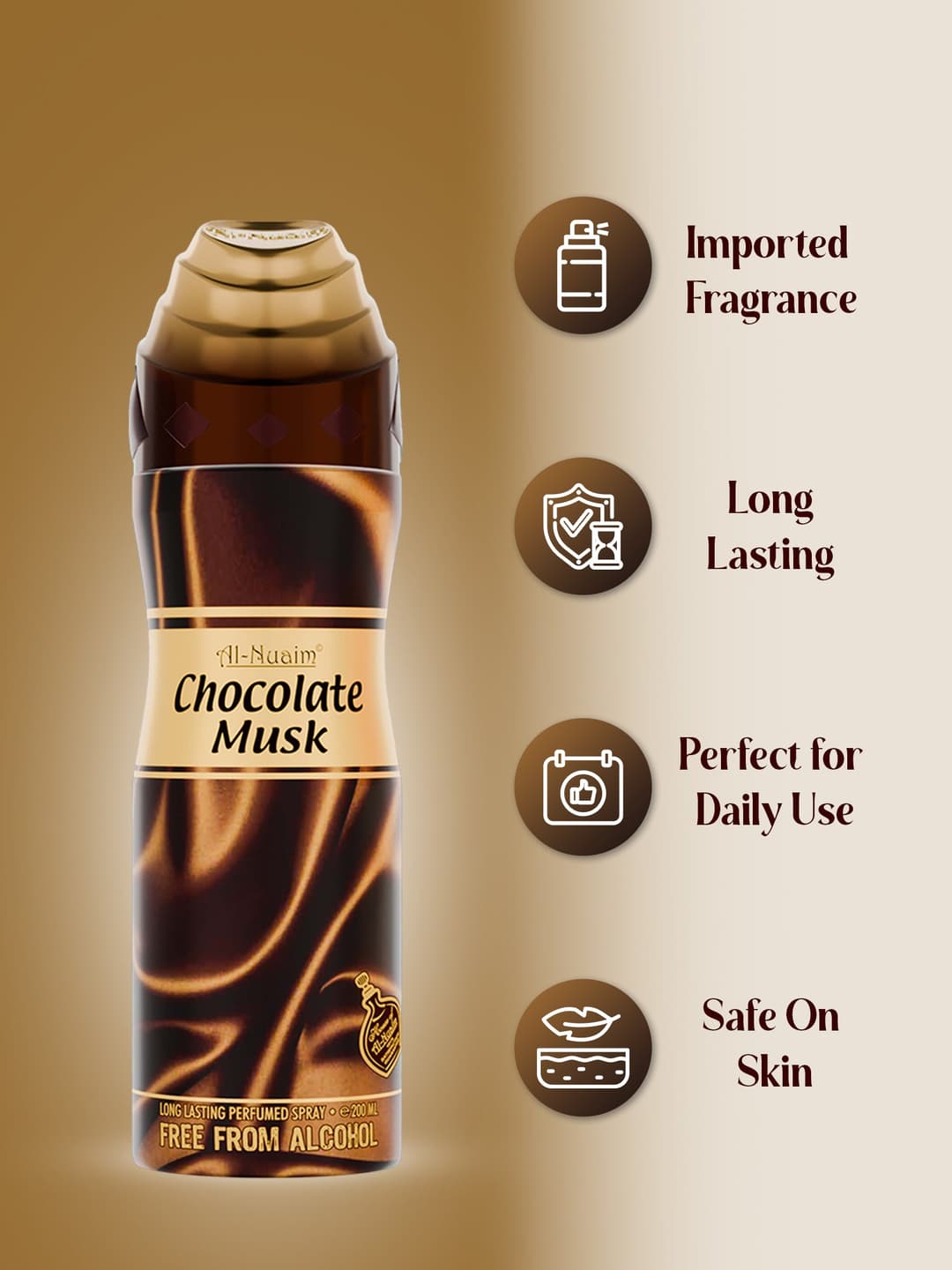 Al nuaim Chocolate Musk 200ml deodorant spray best for men and women 2