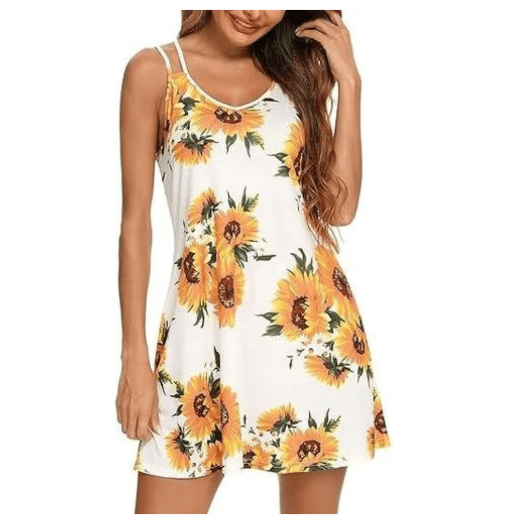 Women Nightgown Print Nightshirt Tank Sleep Dress Sleepwear With G string panty Free Size 3