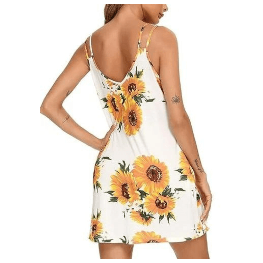 Women Nightgown Print Nightshirt Tank Sleep Dress Sleepwear With G string panty Free Size 1