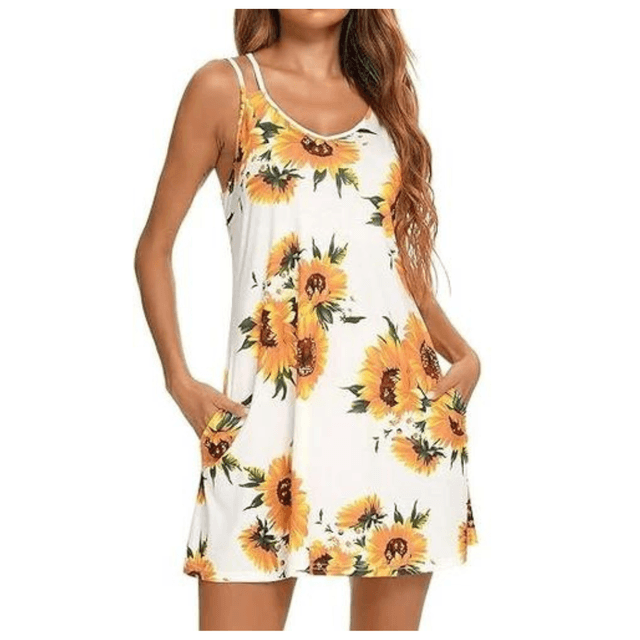 Women Nightgown Print Nightshirt Tank Sleep Dress Sleepwear With G string panty Free Size