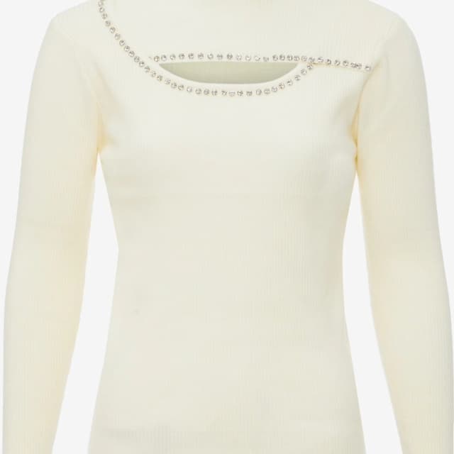 Casual Knitted Cut Top White Color