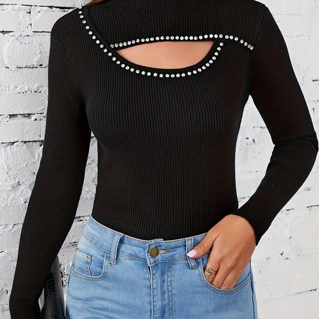 Casual Knitted Cut Top