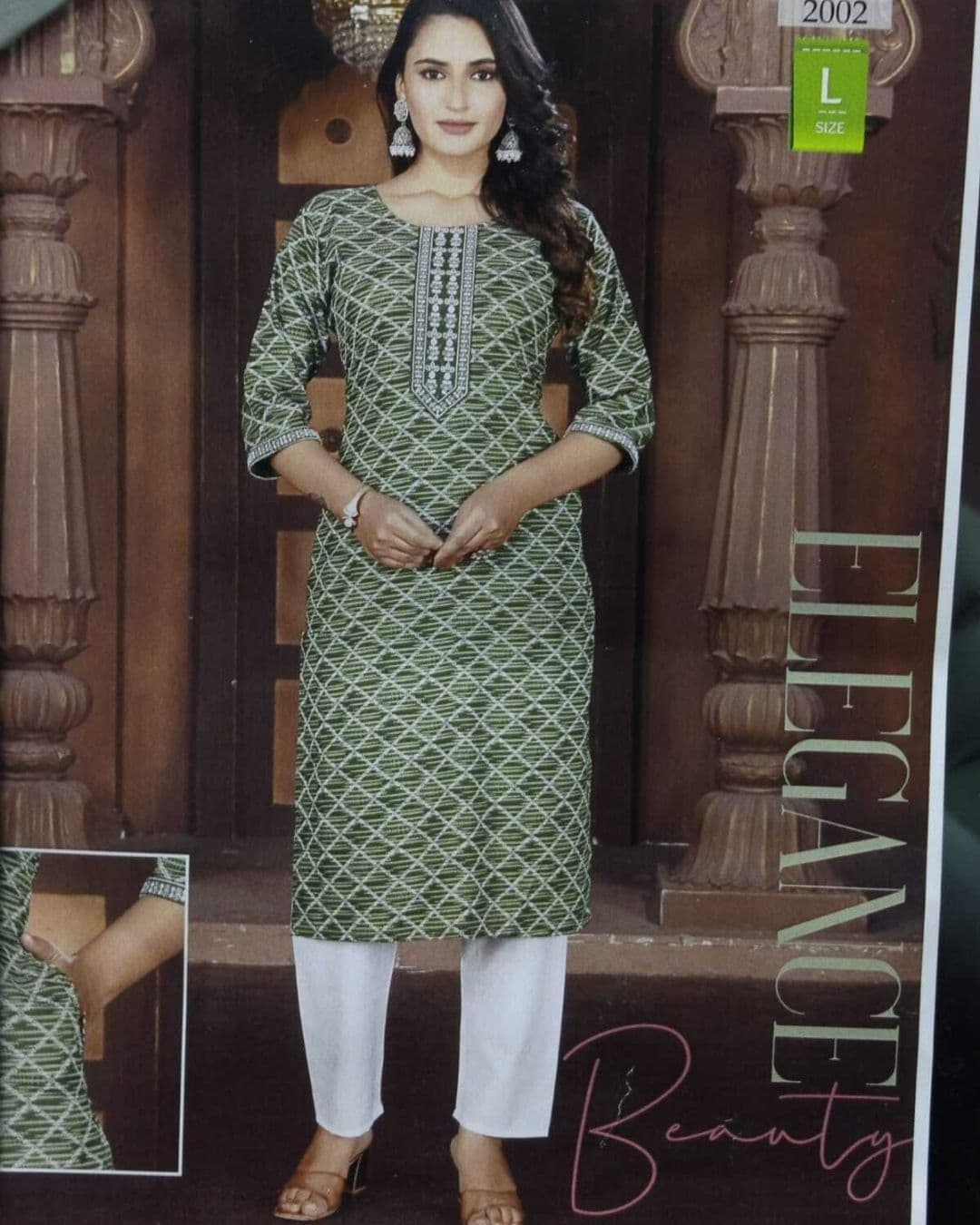 Kurti Sets white and green