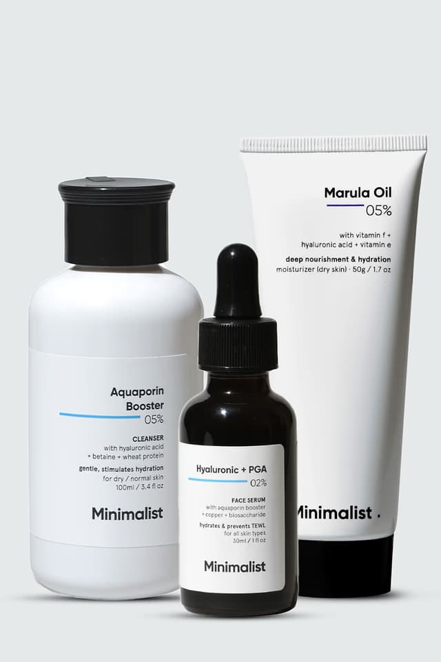 Minimalist Dry Skincare Kit, Routine for keeping dry, dehydrated skin plump & healthy