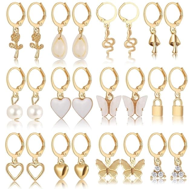 12 Pairs Combo Set Latest Stylish Drop Earrings for Women