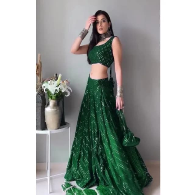Embroidered Semi Stiched Lehenga choli