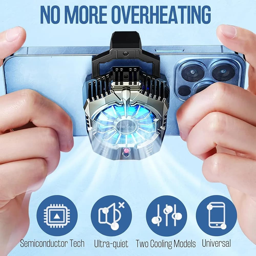Drumstone Phone Cooler for Gaming, Universal Phone Cooling Fan with Two Cooling Modes, Mobile Phone Radiator Case for Smartphones, Cell Phone Cooler