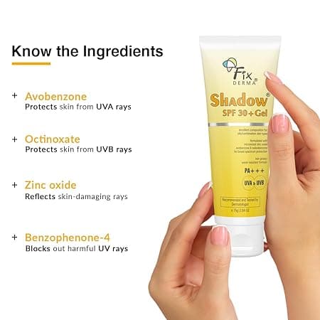FIXDERMA Shadow Sunscreen Spf 30+ Gel For Oily Skin – 75 g, Body & Face, Broad Spectrum For Uva & Uvb Protection For Unisex, Non Greasy & Water Resistant. 4