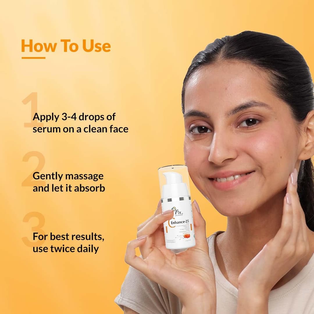 Fixderma C-Enhance 25 Serum , Vitamin C And E Anti-Aging Serum For Dark Spots , Wrinkles And Fine Lines , Hydrates , Firms And Brightens Skin , 15 ML 4