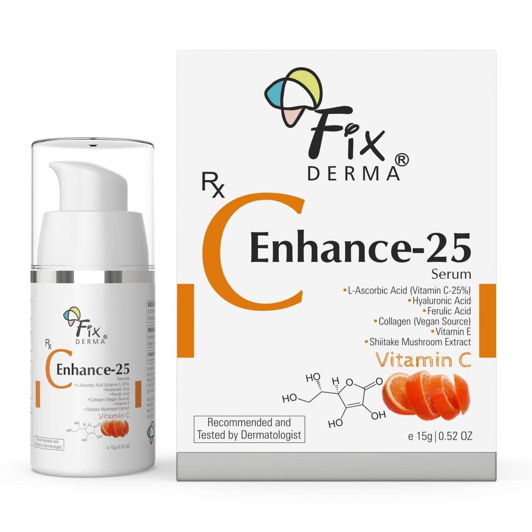 Fixderma C-Enhance 25 Serum , Vitamin C And E Anti-Aging Serum For Dark Spots , Wrinkles And Fine Lines , Hydrates , Firms And Brightens Skin , 15 ML