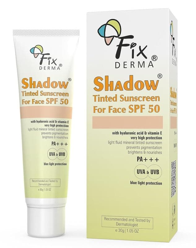 Fixderma Shadow Tinted Sunscreen SPF 50 PA+++ | Sunscreen with Vitamin E | UVA & UVB Protection | For All Skin Types - 30gm 1