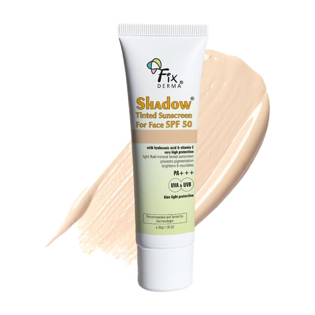 Fixderma Shadow Tinted Sunscreen SPF 50 PA+++ | Sunscreen with Vitamin E | UVA & UVB Protection | For All Skin Types - 30gm