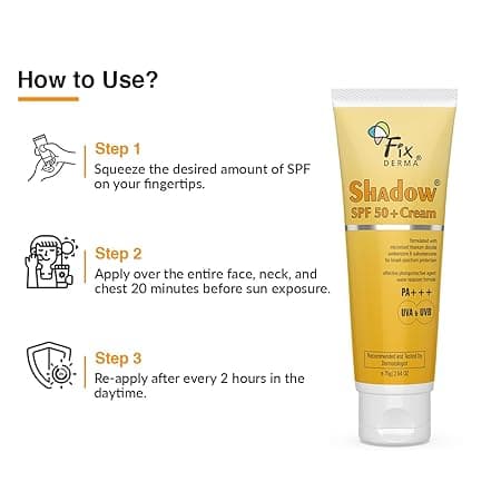 Fixderma Shadow Sunscreen SPF 50+ Cream, UVA-UVB Protection, Water Resistant + PA+++  (75 g) 1