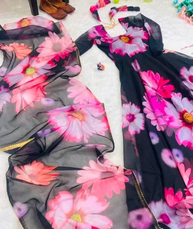 Flowers print anakarkali set  3