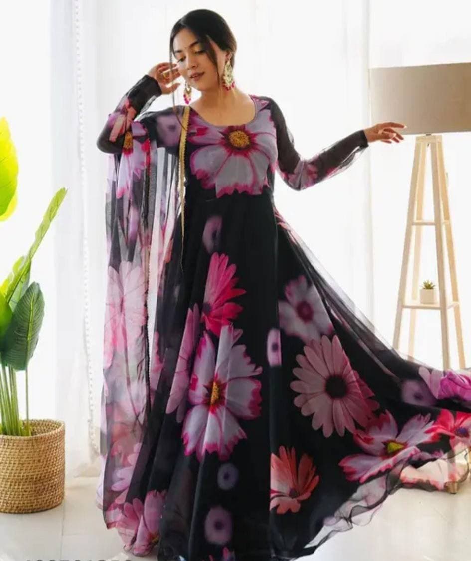 Flowers print anakarkali set  2