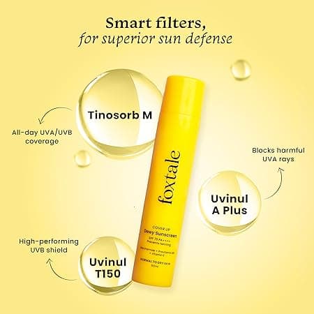Foxtale SPF 70 Niacinamide Dewy Sunscreen with PA++++ For Dewy Sun Protection|Prevents Tan|Lightenweight, Non Greasy, No White Cast|Anti-Tan Formula|For Men & Women|For all skin type,50 Ml 1