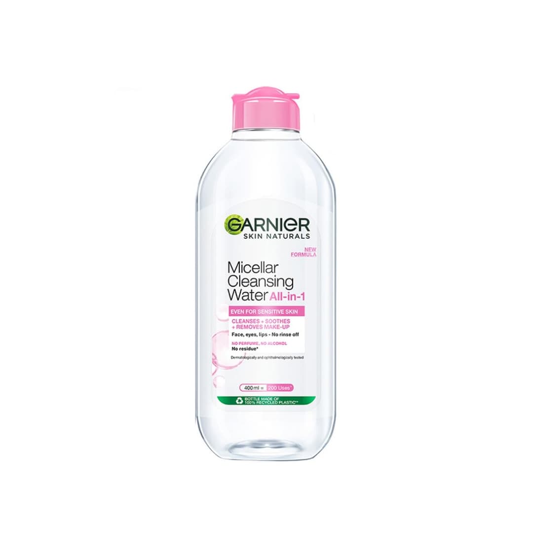 Garnier Micellar Cleansing Water For Sensitive Skin | Make-Up Remover & Cleanser - Removes makeup, dirt & impurities & Hydrates Skin 400ml