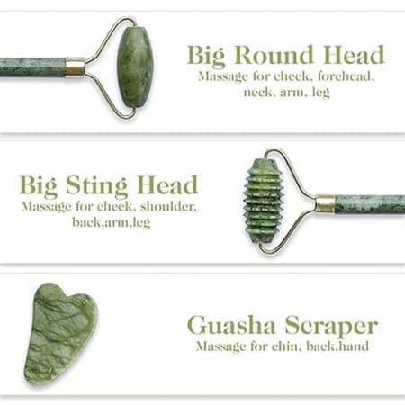 Gua Sha & Jade Roller 3 in 1, Face Roller, Guasha Facial Massage Skin Care Tool Set, Massager for Removal of Wrinkles & Eye Puffiness, Anti-Aging & Body Relaxation 2