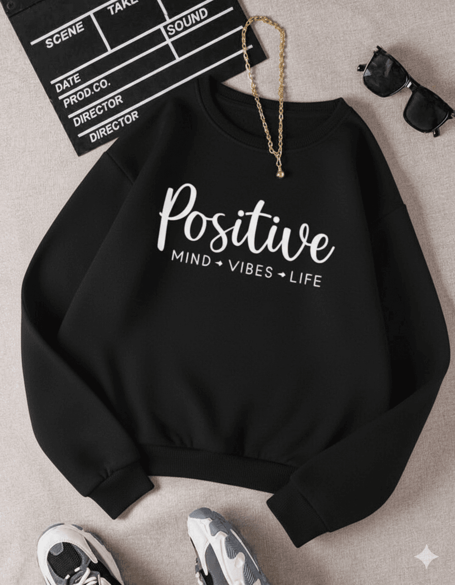 Positive Vibe Printed Sweatshirt for women  2