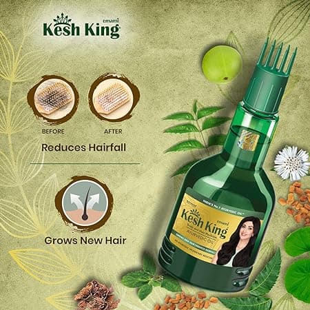 Kesh King Ayurvedic Anti Hairfall Hair Oil - 100 ml,Hair Growth Oil| Reduces Hairfall |21 Natural Ingredients | Grows New Hair With Bhringraja, Amla And Brahmi, 0.3 Kilograms 1