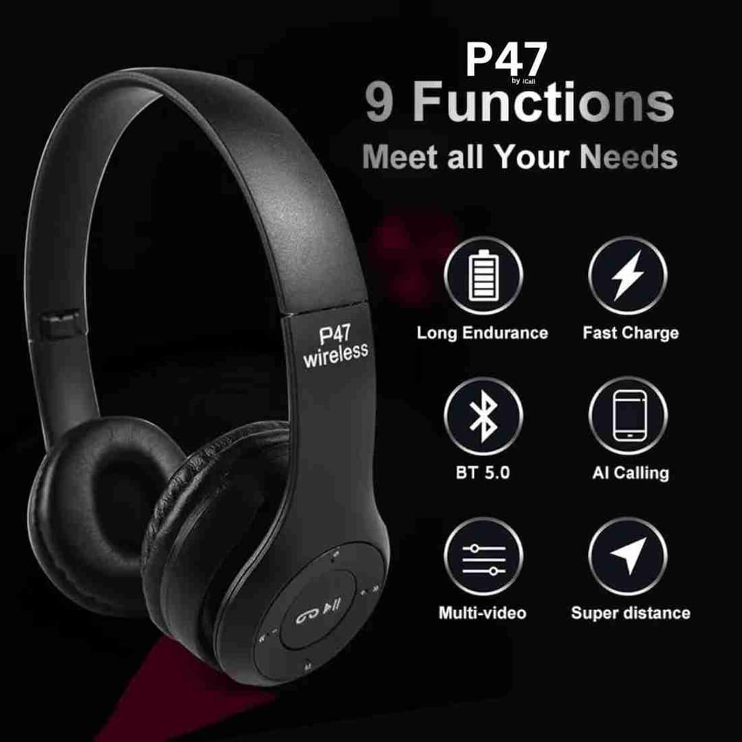 P47 4-5 Hour Playback, Gaming Mode With Mic & SD Card Support Bluetooth Headset ( True Wireless)