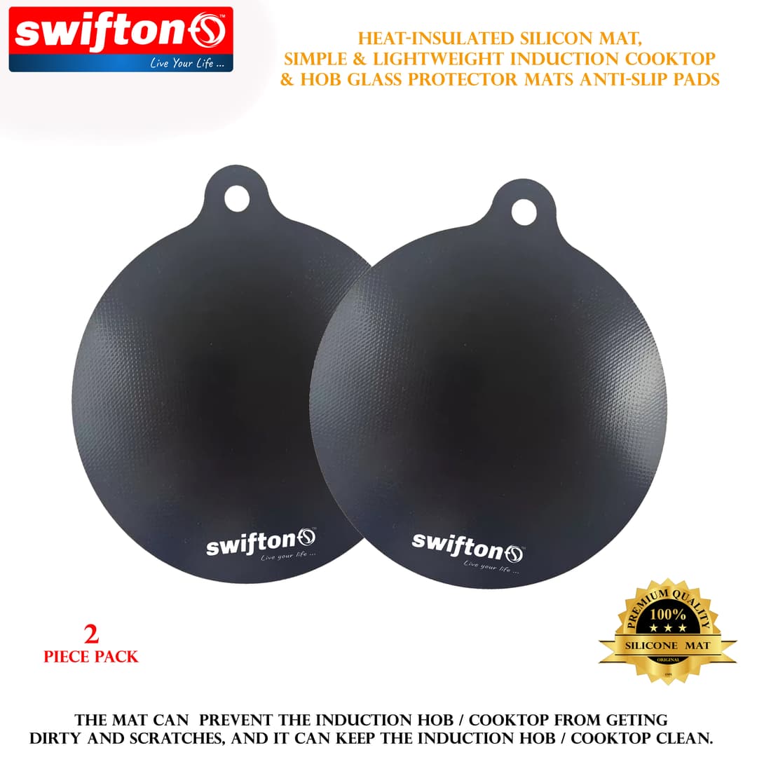 SWIFTON Silicon Mat For Induction Cooktop Hob 2 Piece Set Simple and Lightweight Induction Cooktop Hob Glass Protector Mat Anti Slip Pad