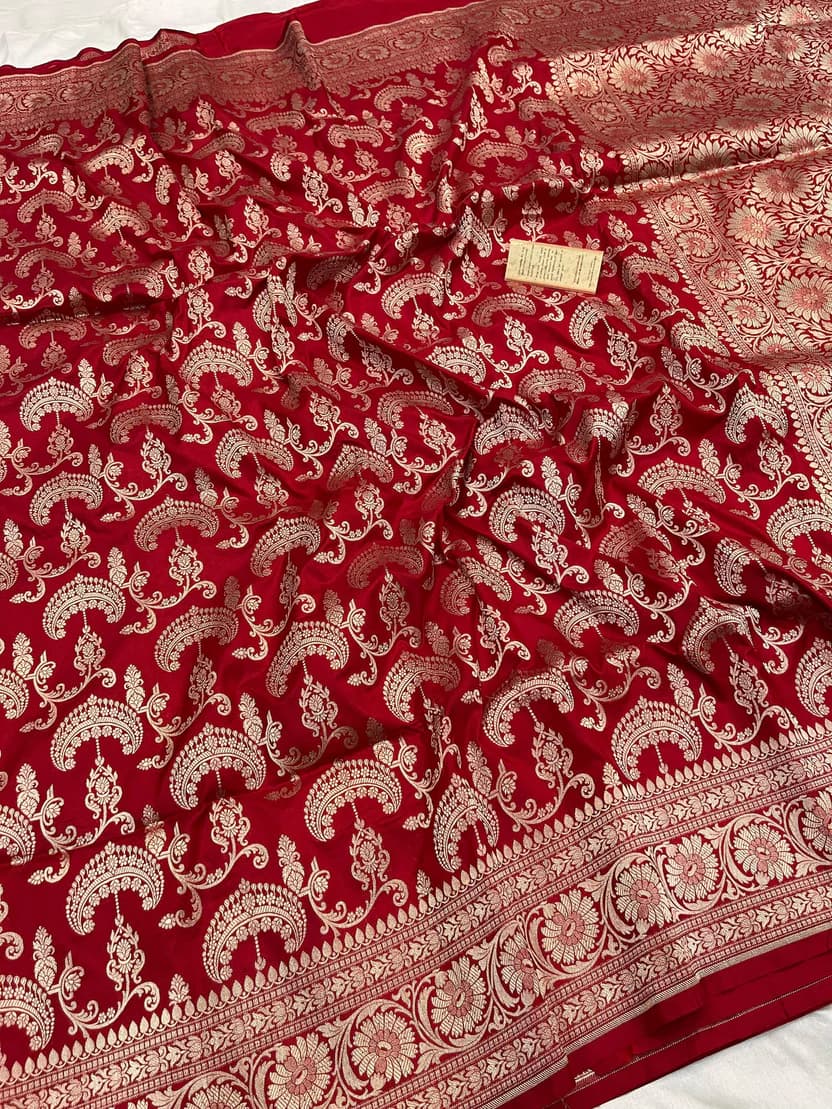 Fashion Nepal BRIDAL RED SHADE PURE KATAN SILK SAREE 3