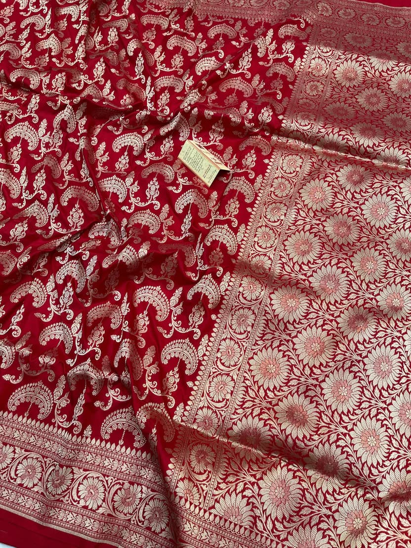 Fashion Nepal BRIDAL RED SHADE PURE KATAN SILK SAREE 2