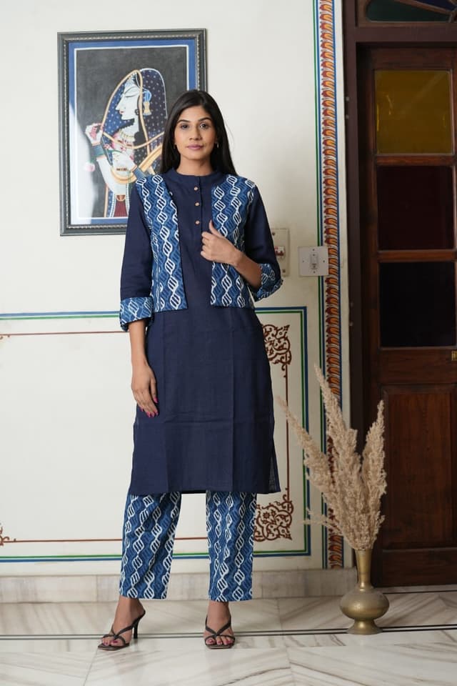 Cotton Kurti With Wastecoat Design Outer Set