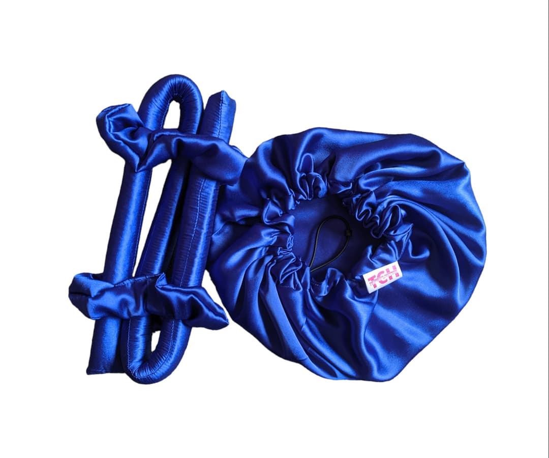 Silk Bonnet And Silk Heatless Hair Curler Set 9
