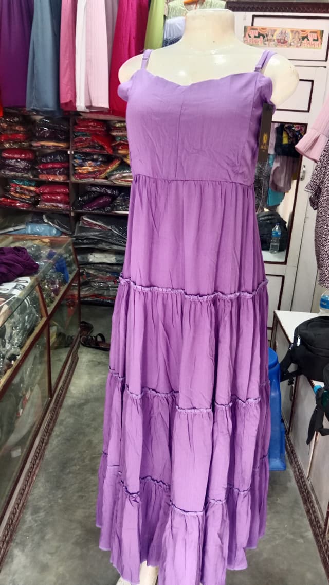 Womens Summer Dresses 2025 Loose, 3 Layers, Sleeveless Spaghetti Strap Asymmetric Tiered Maxi Dress