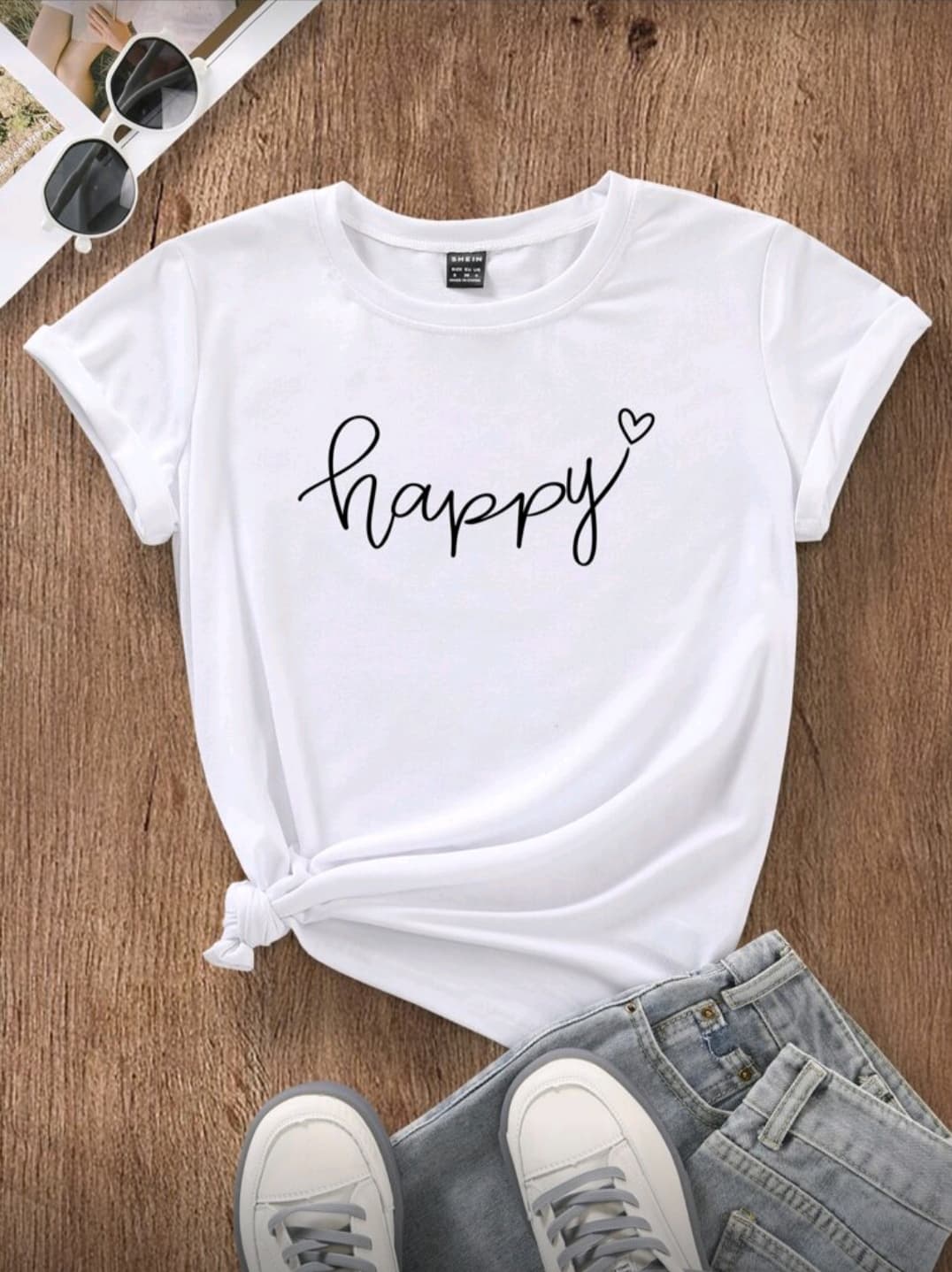 Street Style Happy Printed Tshirt For Women 