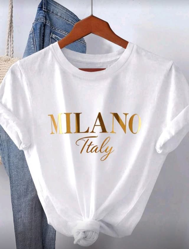 Street Style Milano Italy Printed Tshirt For Women
