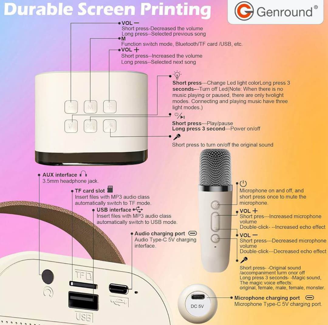 Colorful karaoke sound system Model: K12 double mic 1