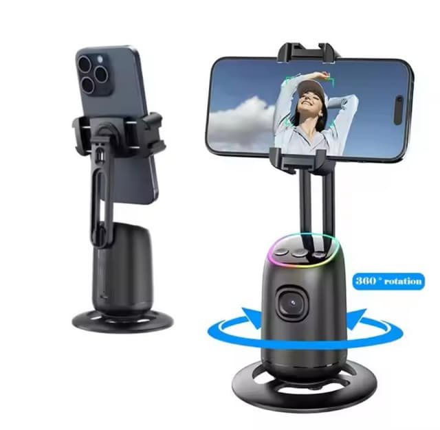P05 Al Intelligent Tracker Gimbal Stabilizer Combo | 360° Auto Face Tracking | Smart Gesture Control | No App Required | Selfie Vlogging Camera with Wireless Mic for Seamless Recording