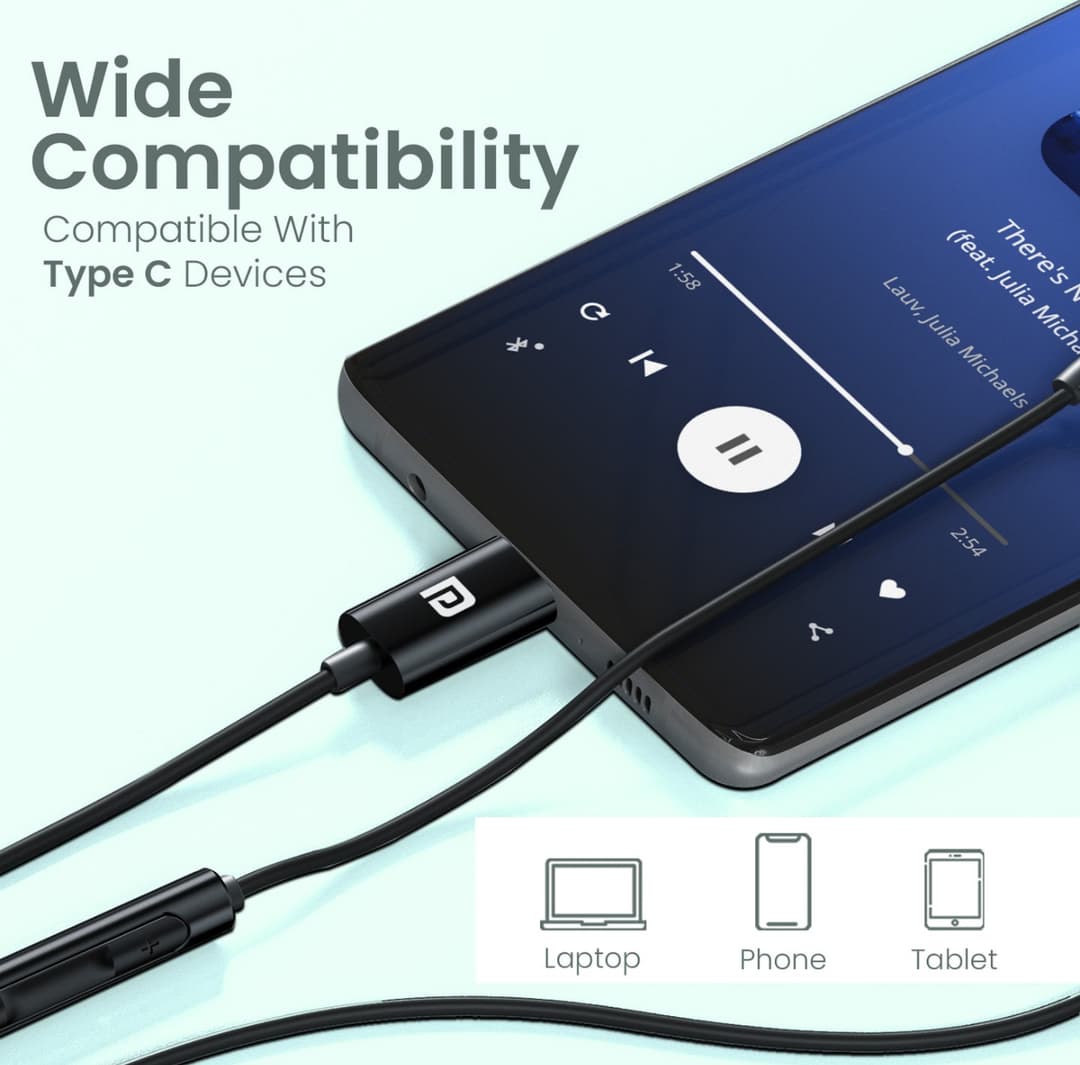PORTRONICS Type C Earphone | 14.2mm Dynamic Driver | In Line HD Mic | TPE Anti Tangle Material 1
