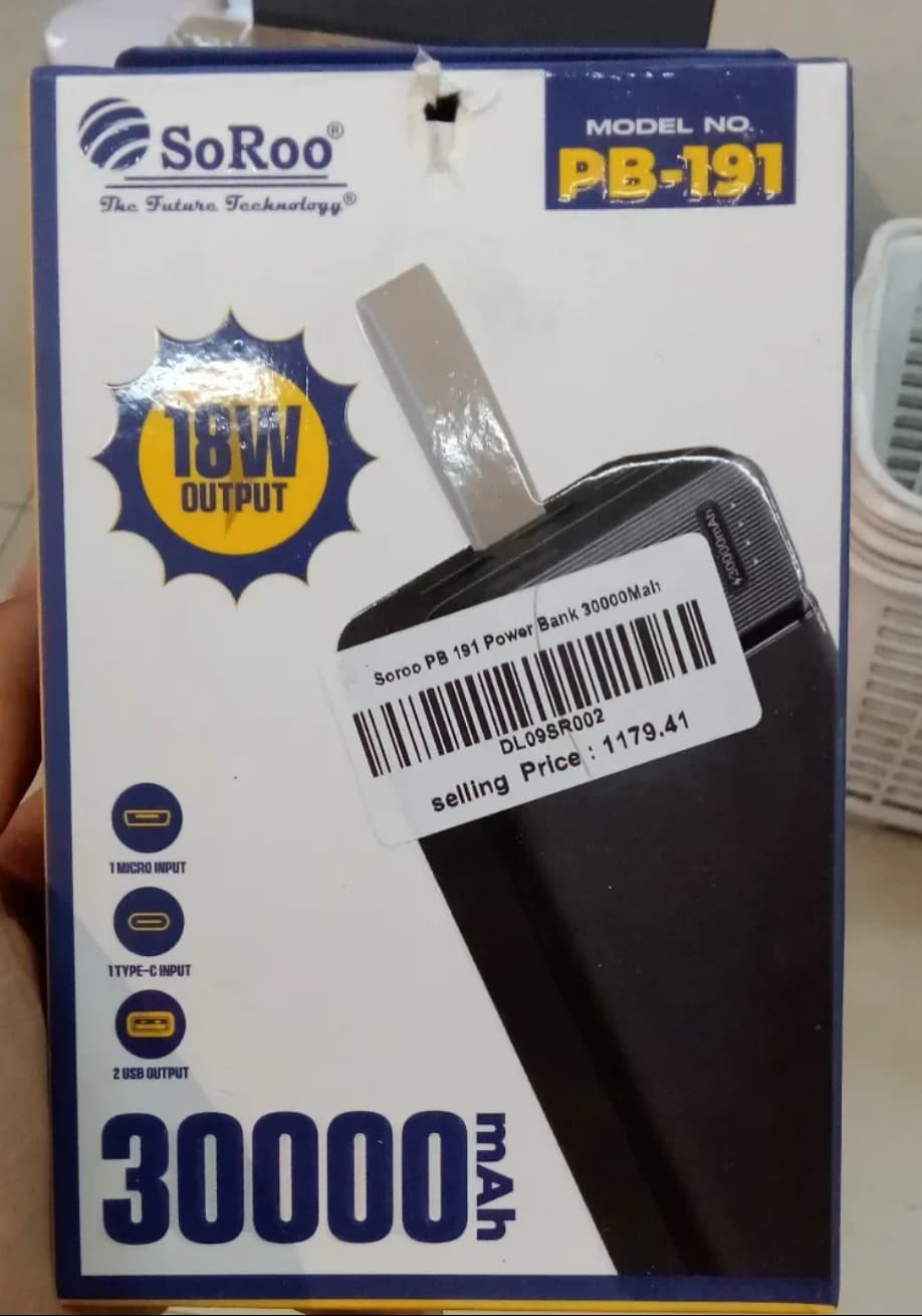 SOROO 30000 Mah Power Bank PB 191 – Fast charging, compact design, and reliable power on the go! 1
