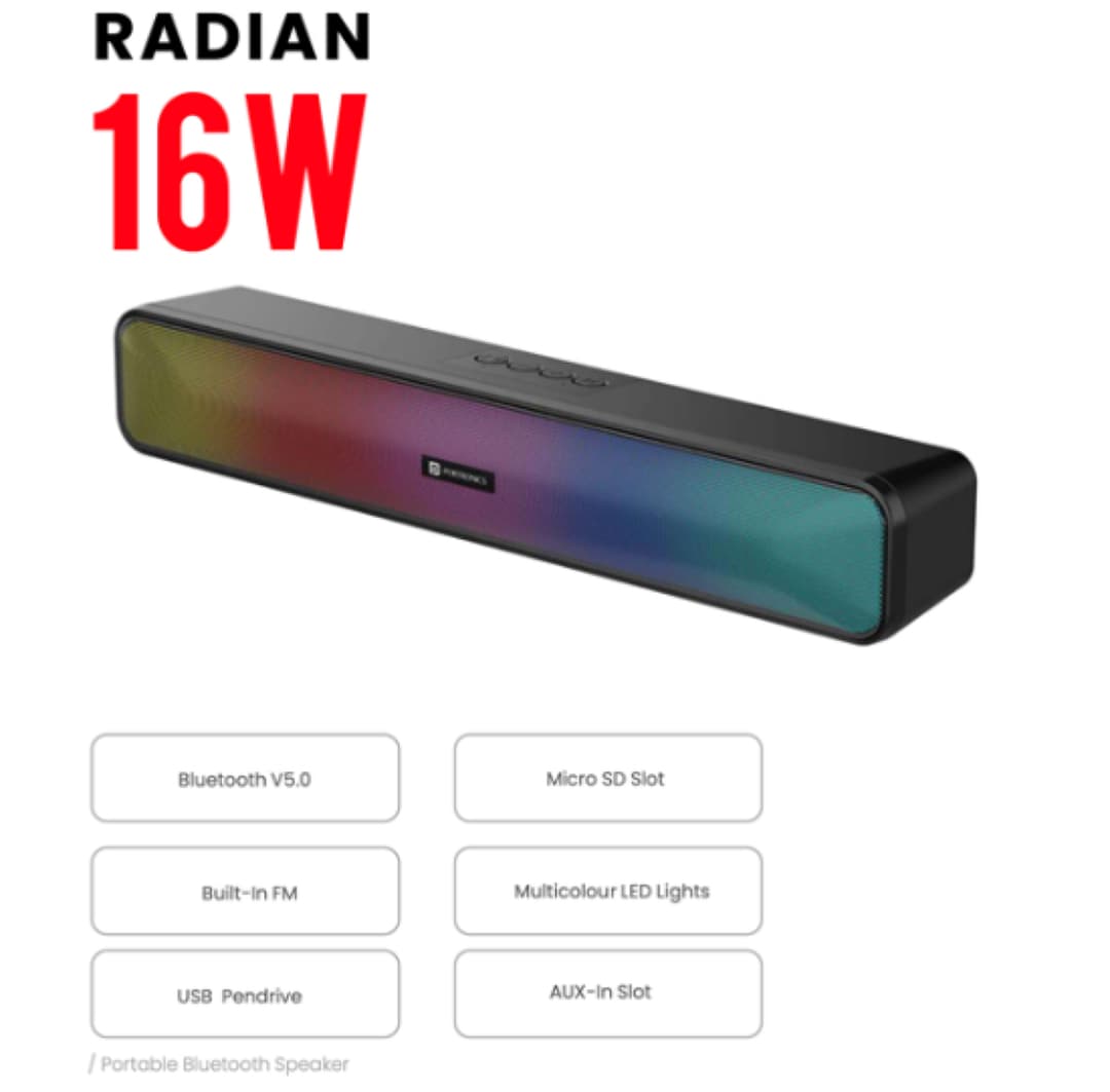 PORTRONICS Radian 5 Hour Playtime | RGB Lights | Wide Compatibility | Type C Charging 2