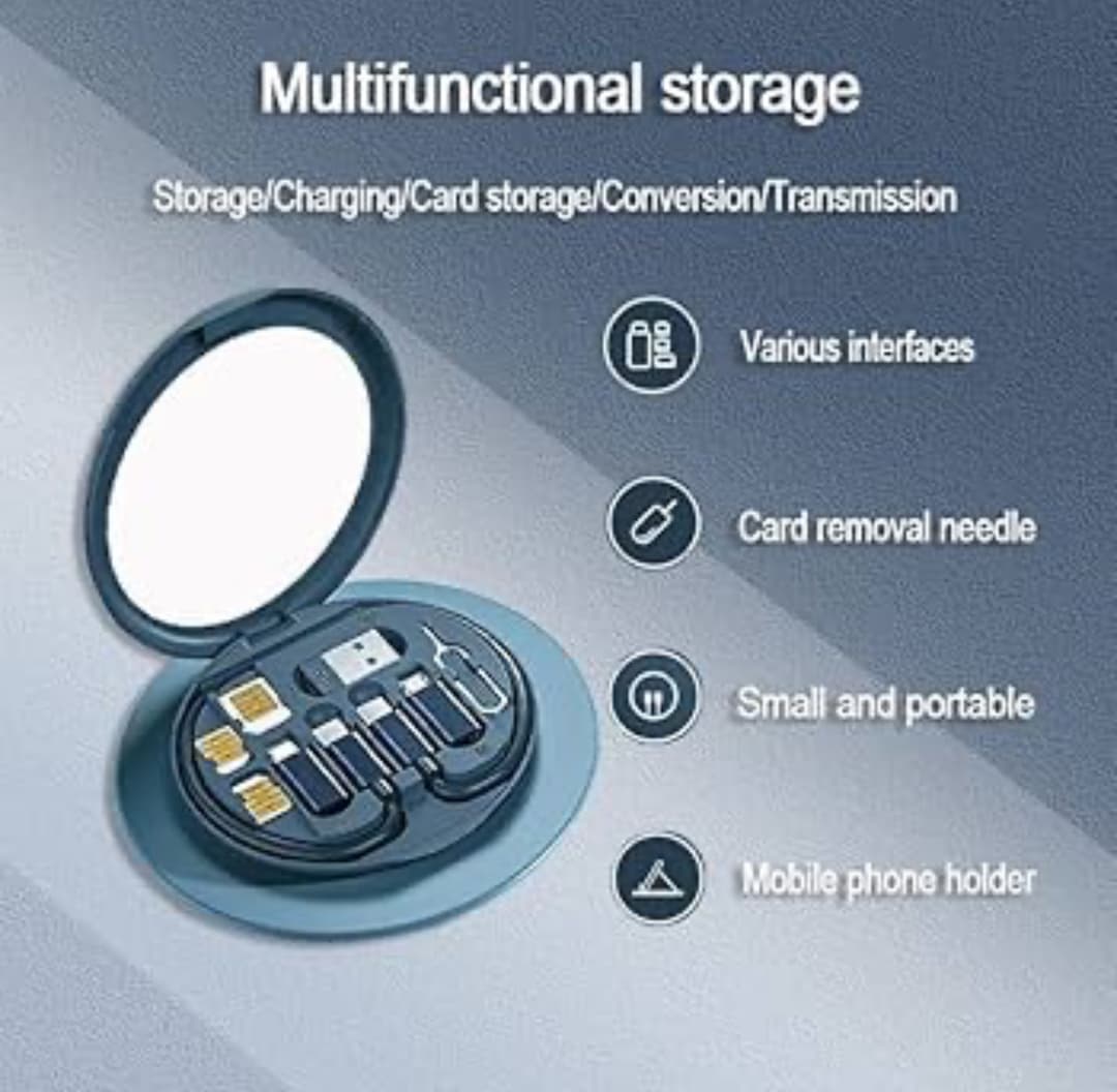 60W Multi Function All in One Quick Charging Data Cable Storage Kit Multiple Connectors Micro iPh C Type USB 2