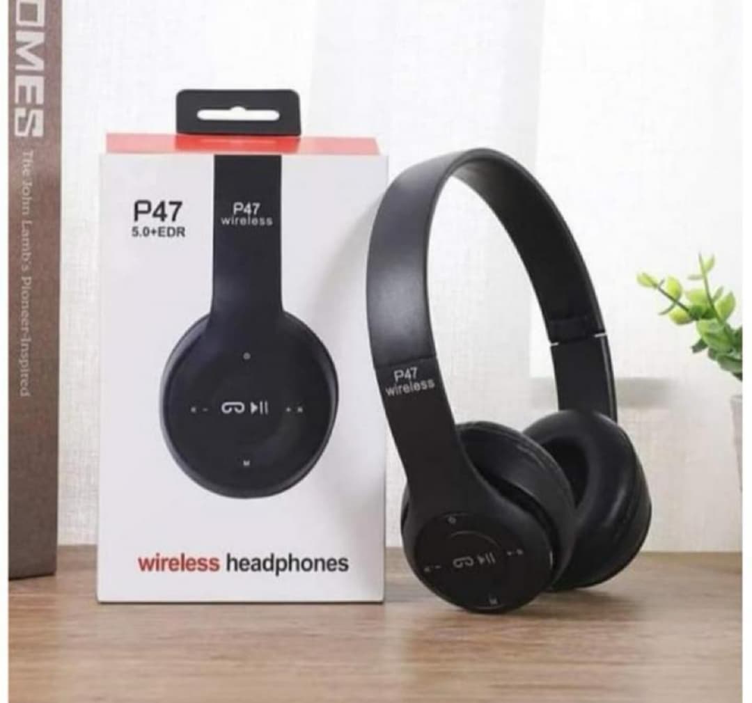 100% Quality Wireless Headphones Over Ear P47 Super Bass 5.1, Volume Control, Bluetooth, Card Support SD, LED Lights, Compatible with Android, Built-in Microphone, FM Radio