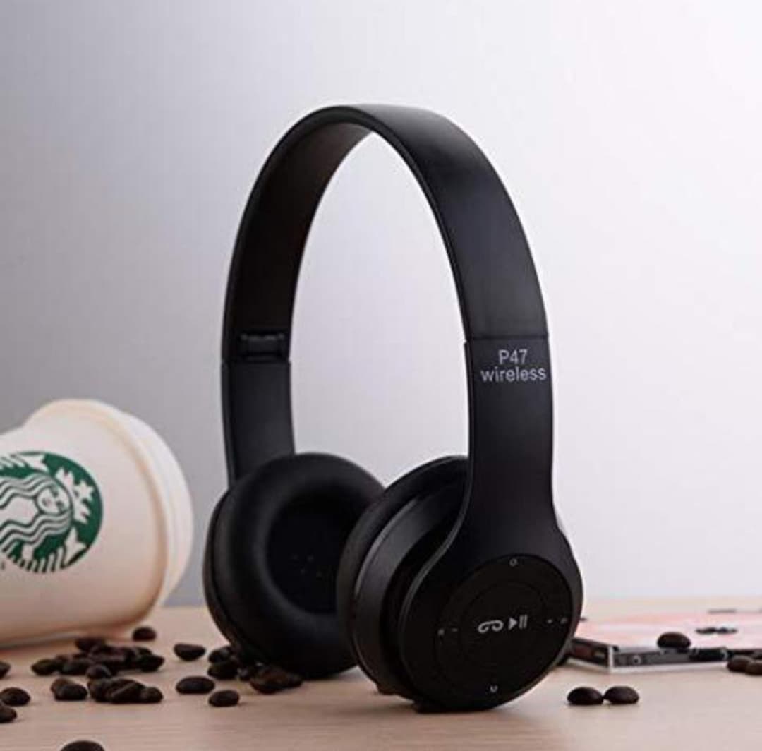 100% Quality Wireless Headphones Over Ear P47 Super Bass 5.1, Volume Control, Bluetooth, Card Support SD, LED Lights, Compatible with Android, Built-in Microphone, FM Radio 2