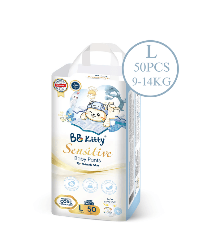 BB Kitty Ultra absorptive L size 50 Pcs - Pant Style Pull-up Baby Diapers (1-2 years, 9-14kgs)