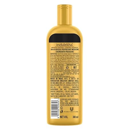 Indulekha Bringha Shampoo 340ml, for Hair Fall Control, with Bringharaj Extracts, Amla, Shikakai, Paraben-Free, for Men & Women 1