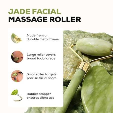 Jade Roller Facial Tools Face Roller for Skin Care - Eye Massager - Neck & Face Massager Lift The Face Line, Reduce Puffiness and Improve Wrinkles - Jade Roller for Face 5