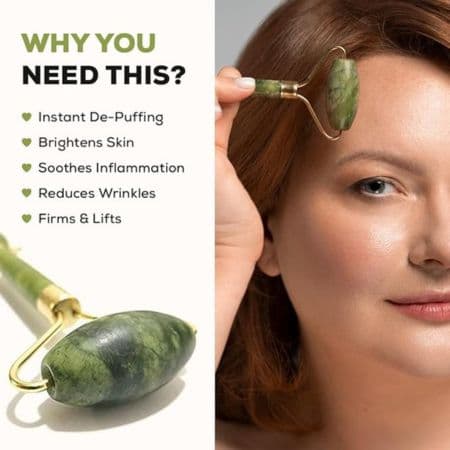 Jade Roller Facial Tools Face Roller for Skin Care - Eye Massager - Neck & Face Massager Lift The Face Line, Reduce Puffiness and Improve Wrinkles - Jade Roller for Face 3