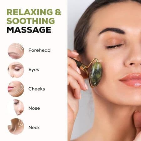 Jade Roller Facial Tools Face Roller for Skin Care - Eye Massager - Neck & Face Massager Lift The Face Line, Reduce Puffiness and Improve Wrinkles - Jade Roller for Face 4