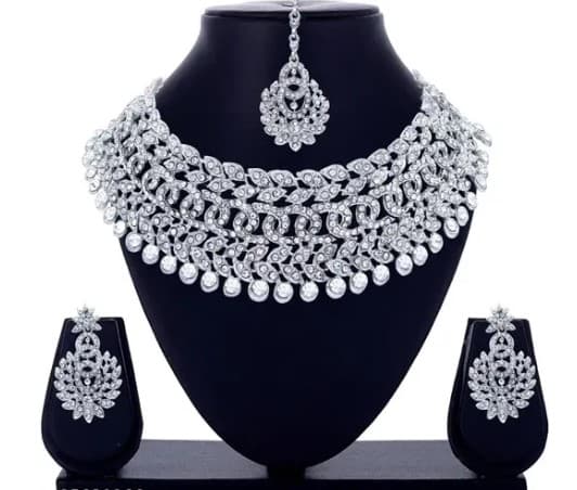 Jewellery Set 4 sets With Maggtika + Earring + Necklace, Gala Sets for party and weeding